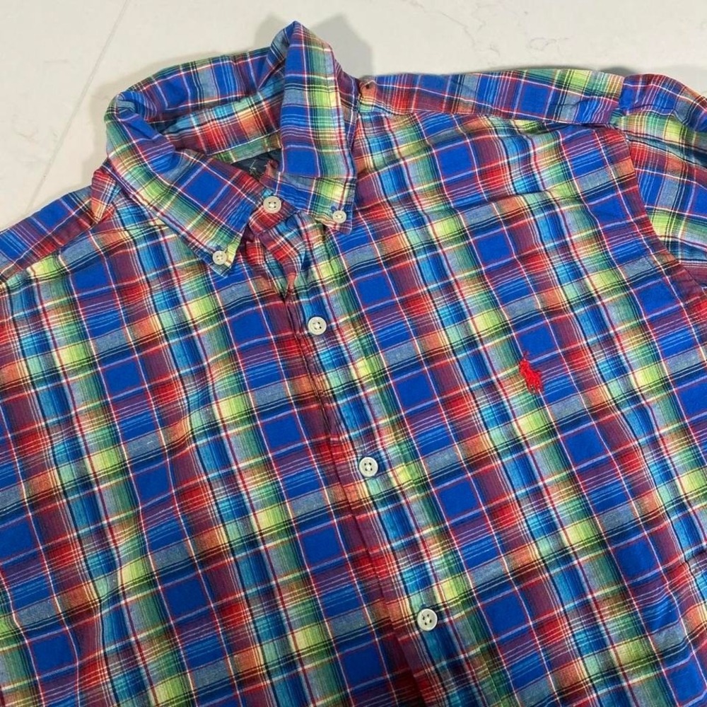 Ralph Lauren Classic Fit Button-Down Shirt‎ Men's M – Bright Multicolor Plaid